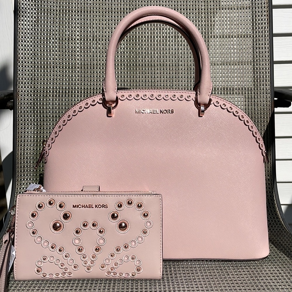 2pc ๐ Michael Kors Emmy satchel and wallet rose gold - Picture 1 of 15